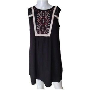 Xhilaration Dress Tunic XXL Black Embroidered Lace Hippie Boho Indie Flowy Light